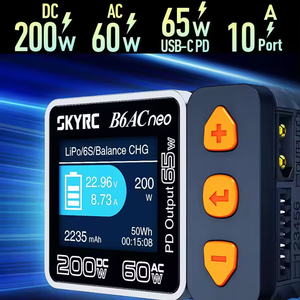 Chargeur de batterie intelligent multifonctionnel double alimentation SKYRC B6ACneo pour drones RC DC200W 30V AC60W 240V XT60 10A - Product Image 6