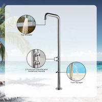 Colonne de douche extérieure en acier inoxydable brossé avec robinet de douche