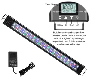 Luz LED IP68 para cultivo de plantas, lámpara colorida con temporizador para pecera, programable, simulan el sol, 11,8 en 18W