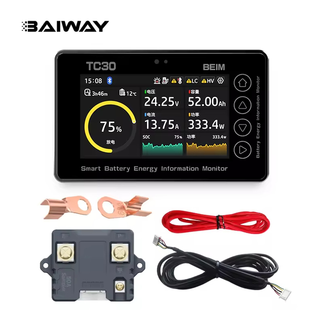 BW-TC30 Digital 12V Battery Monitor 50A Capacity Indicator Tester Meter for Acid Lead Lithium Smart Shunt Battery Tester