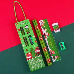 Christmas Handheld 6-Piece Primary Ruler Rubber Pencil Sharpener <b>Gift</b> <b>Set</b> Five Piece Stationery <b>Set</b> for Children Christmas <b>Gift</b> - Product Image 2