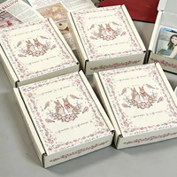 Boîtes d'expédition esthétiques rétro à motif floral et lapin, en carton écologique portable pour petites cartes et bibelots