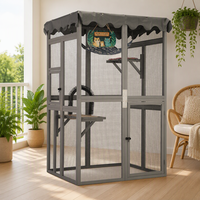 Enclos extérieur moderne pour chat en bois imprimé, hamac, arche de toilettage, couleurs personnalisables, aucun assemblage requis, toutes saisons