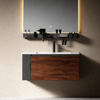 Meubles de salle de bain design moderne pour hôtels et appartements : Meuble-lavabo mural avec rangements intégrés et supports pour outils