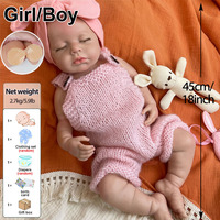 Realistische, bezaubernde Vollsilikon-Reborn-Babypuppe mit echter Hauttextur, Sammlerstück, 45 cm, gewichtet, mit offenem Augenbereich, LOULOU Erinnerungsstück