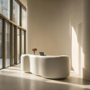 Mostrador de Recepción Extensible de Lujo con Forma Orgánica, Textura de Piedra Suave, para Vestíbulos de Hoteles de Alta Gama, Oficinas Corporativas, Centros Comerciales Modernos - Product Image 6