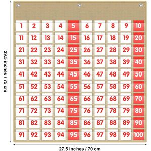 Tabla de Cien Números con Bolsillos, 100 Tarjetas Numéricas, Herramienta de Aprendizaje de Matemáticas para Niños, para Contar y Educar, 27.5 x 29.5 Pulgadas - Product Image 2