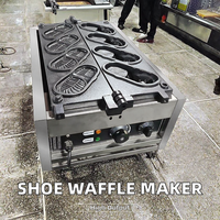 Machine à gaufres professionnelle en forme de chaussure, antiadhésive, en acier inoxydable, 4 empreintes, électrique, pour boulangerie et café
