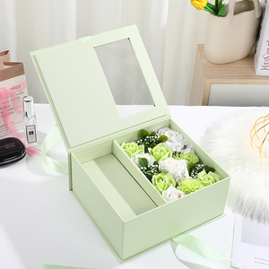 Boîte à rouge à lèvres et parfum personnalisée avec logo, design rose, carrée, romantique, en carton, avec demi-fenêtre transparente, écologique, pour la Saint-Valentin, la fête des mères - Product Image 1