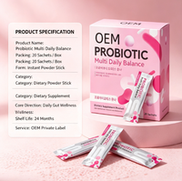 Marque Blanche 20 Sachets Poudre Probiotique en Stick Équilibre Quotidien Multi-Souches Soin Intestinal Complément Alimentaire Probiotique