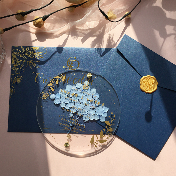 Изготовленный На Заказ Прозрачный Пластиковый Уникальный Прямоугольник круг с цветком Форма карты собственный дизайн Акриловые свадебные приглашения