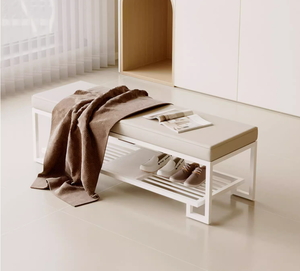 Zapatero integrado de estilo chino, Banco de entrada de cuero, gabinete de zapatos para el nuevo hogar, taburete de viento para mantequilla, otomanos para apartamento - Product Image 3