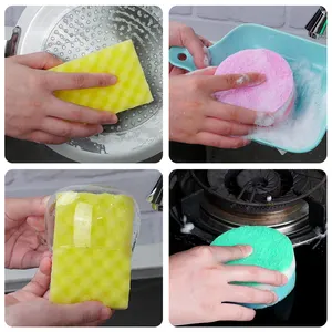 Washing Dish Bowls Round Sponges Wiping Scouring Pads For Home Kitchen Cleaning Supplies Kitchen Cleaning Tools