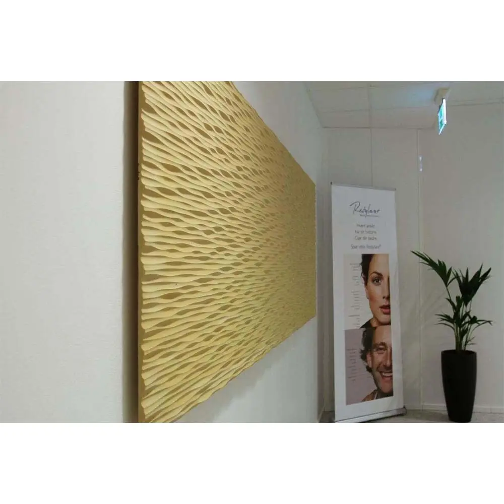 luxury interior decorative European style wavy textures 4*8 feet large bamboo 3d wall panel art design wall covering