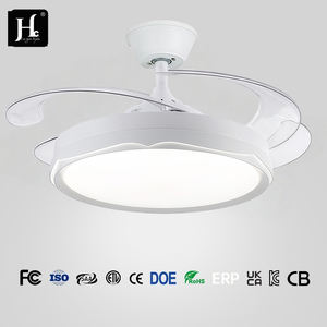 Contemporary 42-Inch Modern White LED <b>Ceiling</b> <b>Fan</b> with Light Remote Control 3-Speed Retractable Blades for <b>Bedroom</b> Application - Product Image 2