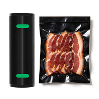 Rouleau de film à points thermoscellables en PE/Nylon noir mat recyclable pour sacs de conservation sous vide pour aliments, aliments pour animaux, sushis (lait, gelée)
