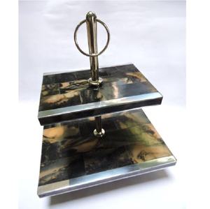 Support à gâteaux en Aluminium et résine, carré, à deux niveaux, noir - Product Image 2