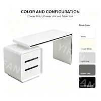 Bureau d'ordinateur de style moderne, blanc brillant, pour le bureau, la maison, en bois, bureau d'étude, bureau d'ordinateur