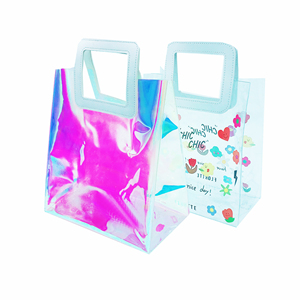 Sac fourre-tout de plage personnalisé avec logo, sac de shopping transparent en PVC holographique imperméable, sac fourre-tout transparent laser - Product Image 1
