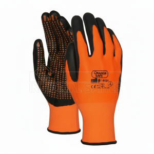 Guantes de seguridad con puntos naranjas que llaman la atención con sus colores vibrantes y su diseño único - Product Image 1