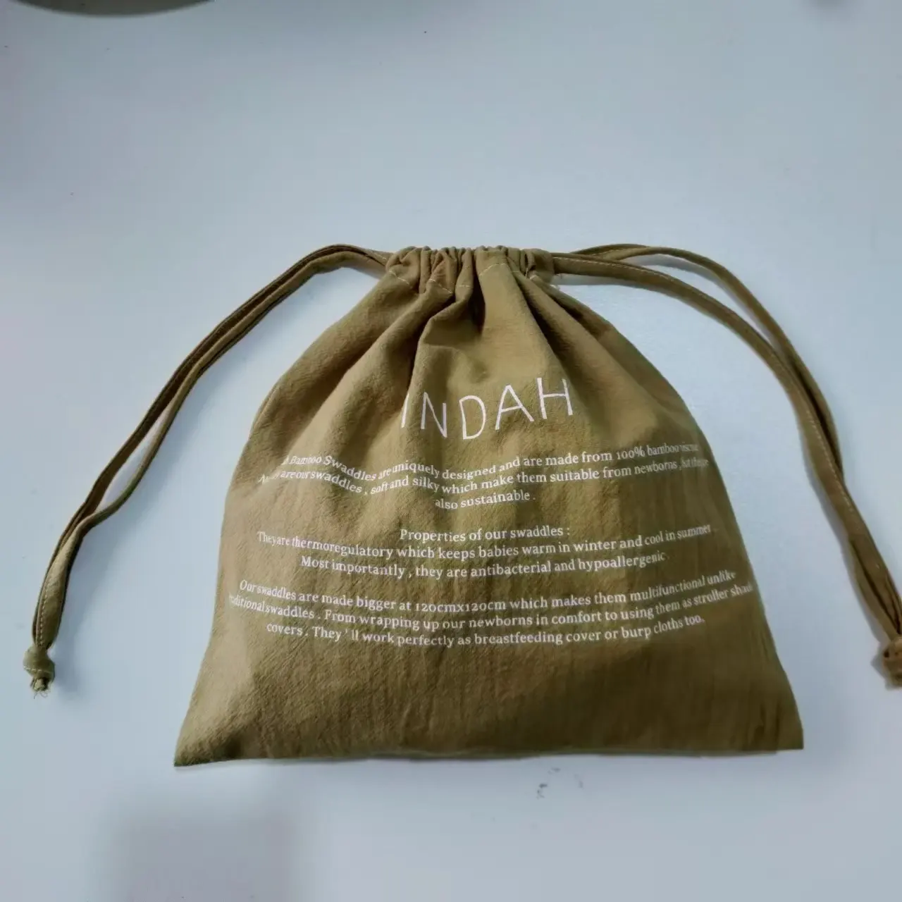 Natürliche Farbe Kaliko Tasche Baumwolle Leinen Kordel zug Tasche Einkaufstasche Druck