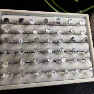 خاتم من الفضة عيار 925 مع حجر هيركيمر الماسي الطبيعي بسعر الجملة، مجوهرات كريستالية قابلة للتعديل كهدية - Product Image 2