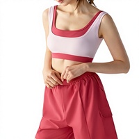 Soutien-gorge de sport respirant à maintien élevé pour femme, style européen et américain, avec bretelles croisées et motif color block