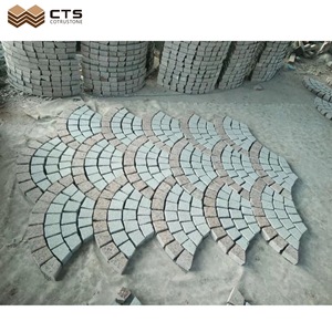 Feuille de cube rose en granit de chine, pavage personnalisé, Double couleur mixte, en forme d'éventail, <span class=keywords><strong>prix</strong></span> de gros par <span class=keywords><strong>M2</strong></span>, livraison gratuite - Product Image 3