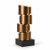 Trophée métallique éco-responsable Blaze avec impression UV, motif flamme feuille d'argent torsadée, logo personnalisé, récompense pour cadeaux de bienvenue et cérémonies