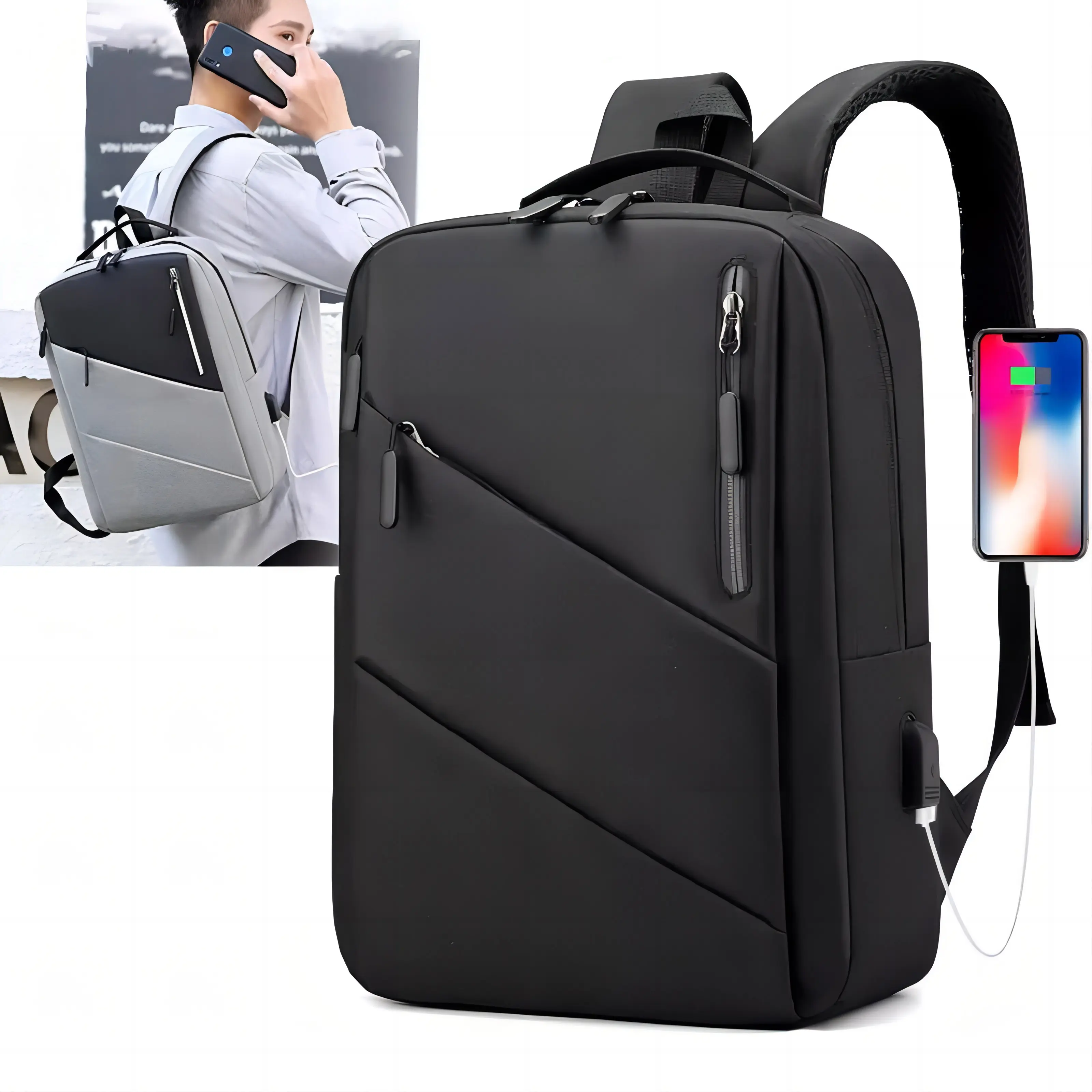 Sacs pour ordinateur portable scolaire étanches personnalisés pour les affaires fournisseur de sacs à dos de voyage intelligents pour hommes et femmes avec chargeur USB
