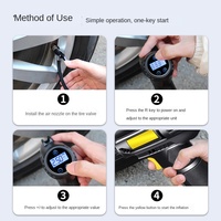 Portable High-Power Cordless Electric Car Air Pump & Tire Inflator Digital Display USB Charging Plastic Material for Vehicles