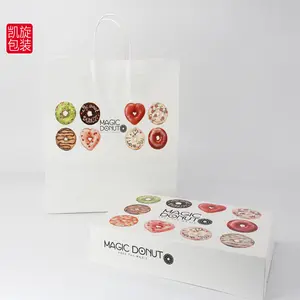 Custom Printing Bakkerij Donuts Papier Doos Voor Voedsel Pizza Verpakking Weg Te Nemen Papieren Verpakking