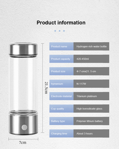 YenvQee 2026 Nuova Bottiglia Generatrice di Acqua Ricca di Idrogeno Alcalina Elettrolitica <span class=keywords><strong>SPE</strong></span>/PEM con Corpo in Vetro e Ricarica Type-C Personalizzabile - Product Image 2