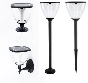 IP65 Waterproof 3w solar garden light with 3 light colors available outdoor led lawn light pole wall lamp