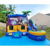 Maison gonflable commerciale de rebond de château plein d'entrain de prix usine avec le double toboggan aquatique