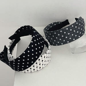 Viviblook Z314AS Diadema para mujer, nueva diadema negra y blanca con lunares y borde ancho, accesorios para el cabello de uso diario - Product Image 2