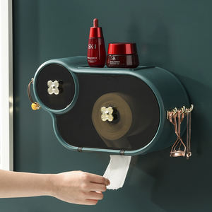 Deluxe adesivo <span class=keywords><strong>da</strong></span> <span class=keywords><strong>parete</strong></span> salviettine lavabili Dispenser <span class=keywords><strong>porta</strong></span> carta igienica con portaoggetti e ganci appesi - Product Image 5