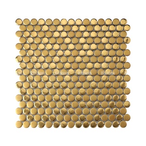 Precio de Fábrica, Azulejo de Cerámica Circular de 19 mm, Brillante y Mate, Mosaico Redondo Dorado para Paredes de Cocina, Baño y Revestimiento - Product Image 6