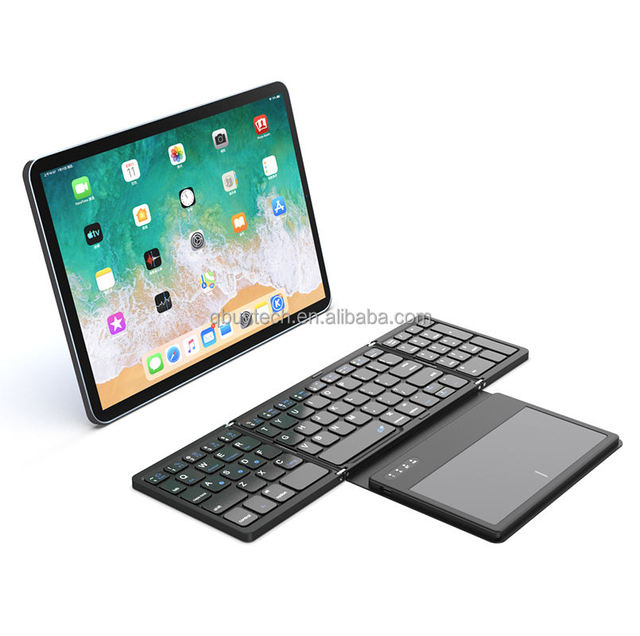 Black Layout Foldable Bt Wireless Folding BT Keyboard Qwerty and Touch Pad Wireless Keyboard