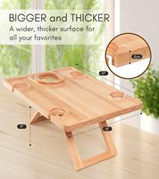 Table de pique-nique pliable d'extérieur avec porte-verres et plateau à collation en bambou pour utilisation en parc