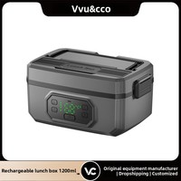 Boîte à lunch rechargeable, chauffage sans fil, pas besoin d'eau, conservation de la chaleur programmée, doublure intérieure amovible, grande capacité, adaptée
