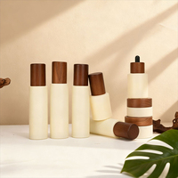 Pot cosmétique en verre avec bouchon à vis en bambou de 30 ml à 120 ml, flacon pompe pour sérum, huile essentielle, brume, lotion