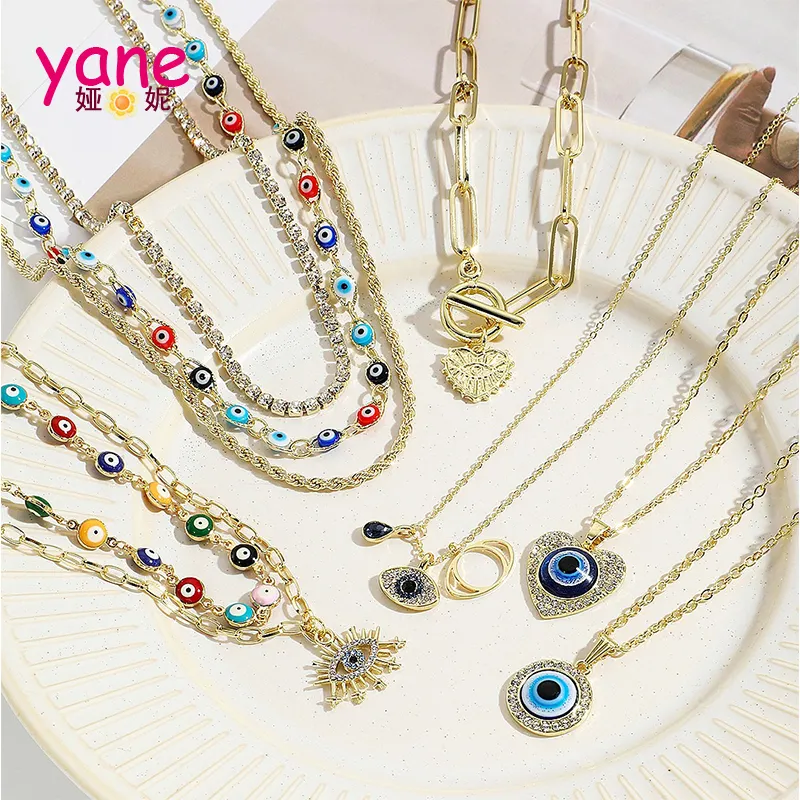Hot selling Devil's Eye necklace pearl and metal necklace wholesale customized adult's jewelry