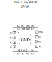 Circuito Integrado de Control de LED UCS UCS7612Q QFN16 de 12 Canales y 65536 Niveles de Brillo