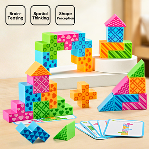 Jeux de réflexion AJB : Blocs de puzzle 3D à motifs, manipulations géométriques, jouets éducatifs Montessori STEM <span class=keywords><strong>en</strong></span> plastique pour enfants de 3 à 13 ans - Product Image 2
