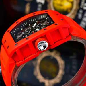 Montre-bracelet à quartz tendance de luxe, décontractée, étanche, lumineuse, avec date, cadran ajouré, bracelet en silicone pour homme - Relogio Masculino - Product Image 5