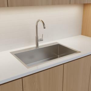 Fregadero de Cocina de un Solo Tazón, 32x19x10 Pulgadas, Empotrado, de Acero Inoxidable, Superficie Satinada, Montaje Bajo Encimera, Rectangular, Profundo - Product Image 2