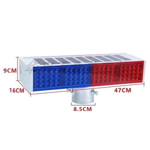 Luces Intermitentes de Advertencia Solares de 46 cm, LED Rojo y Azul, Seguridad Vial, Montaje en Poste para Construcción, IP65, Marco de Aluminio - Product Image 4