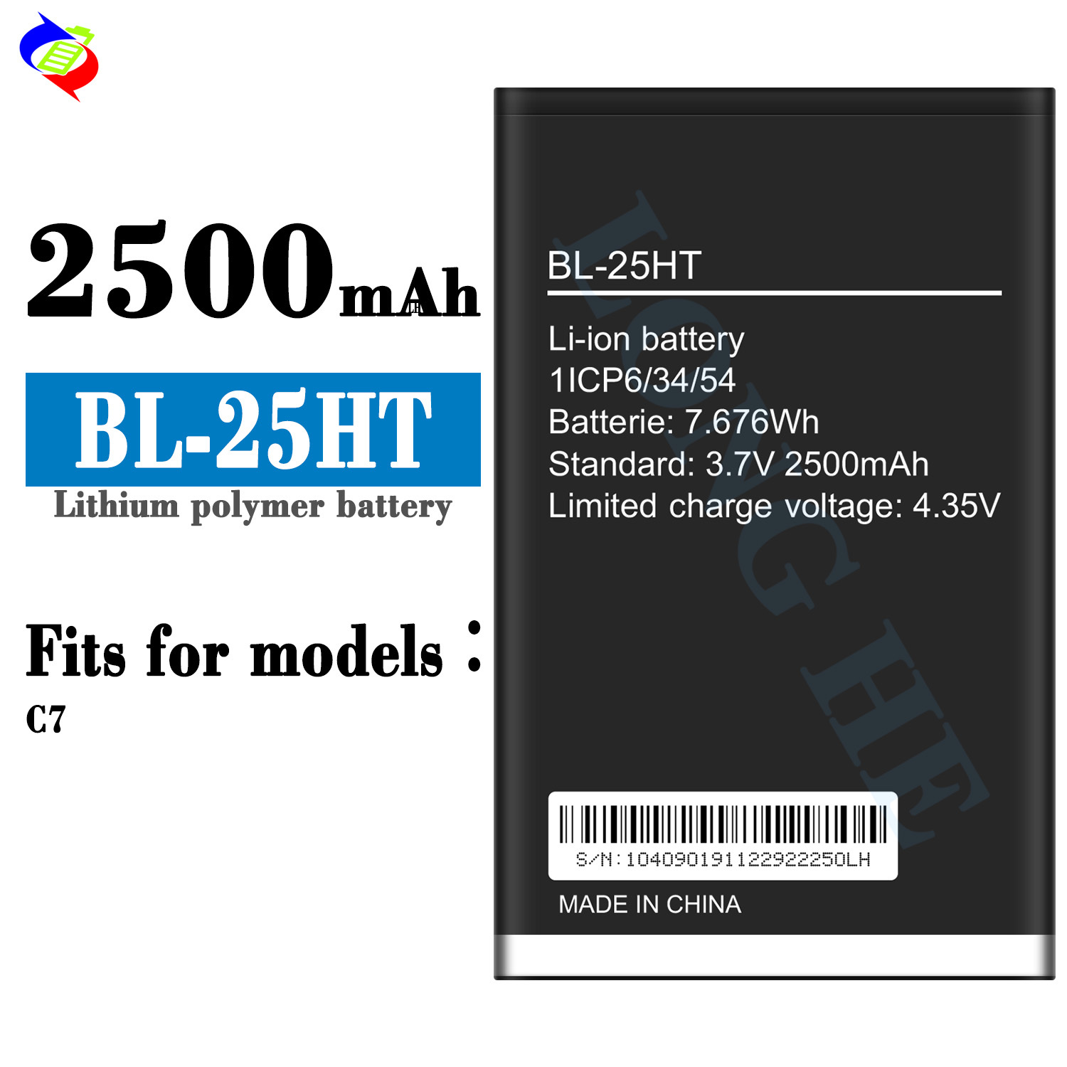 2500mah Rechargeable Battery for Tecno Camon C7 Longhehui OEM