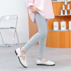 बच्चों के लिए 2-6 टी पूरी लंबाई वाली कपास लेगिंग बच्चों के लिए नरम आरामदायक पैरों के साइड फीके लोगो कमर स्ट्रेची लेवियर - Product Image 3